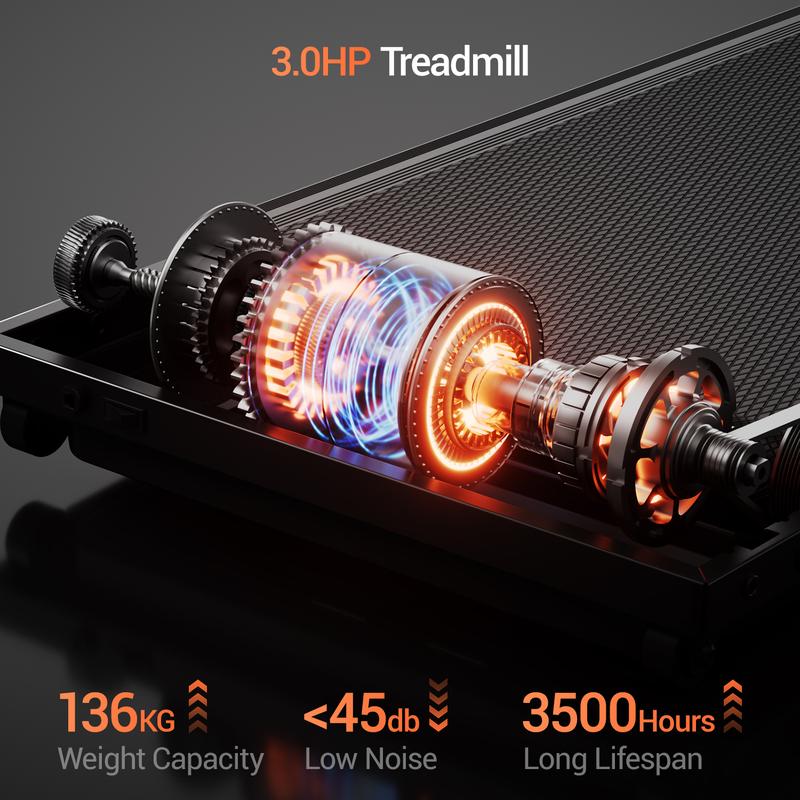 3.0 HP Folding Incline Treadmill with Handrails, LED Display, 300 lb Weight Capacity