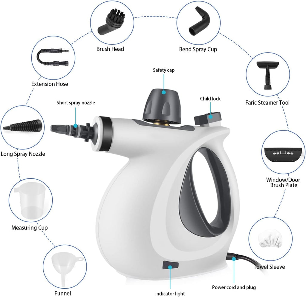 Portable Multi-Purpose Steam Cleaner with 12 Attachments