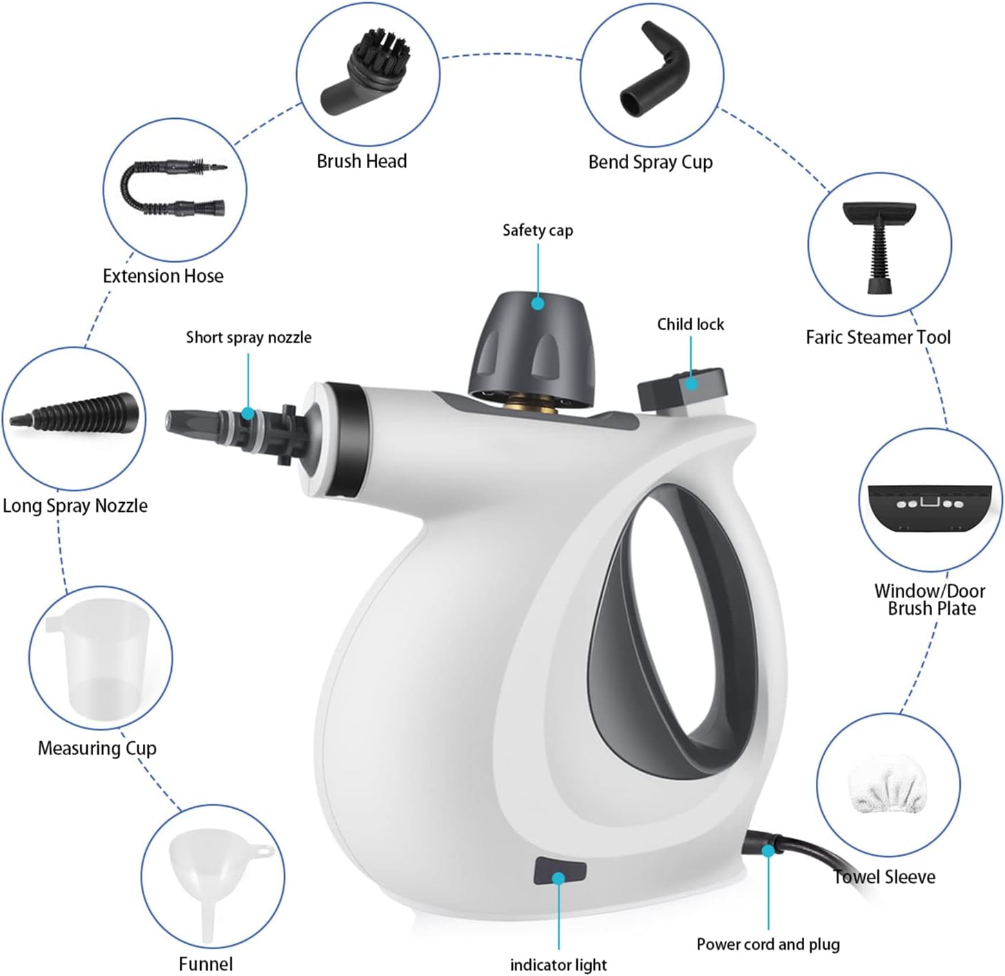 Portable Multi-Purpose Steam Cleaner with 12 Attachments